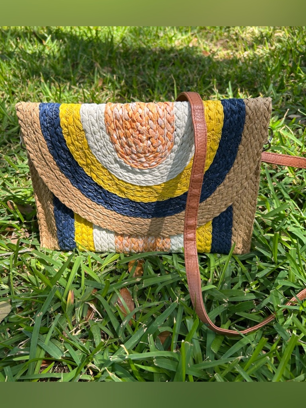 Multicolored Straw Clutch
Crossbody Bag